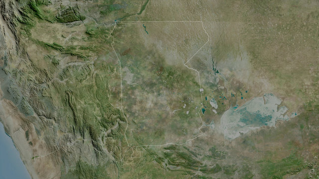 Omusati, Namibia - outlined. Satellite