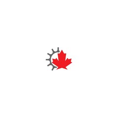 Combination of gear and maple leaf logo icon