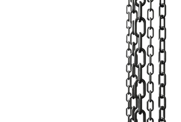 A few hanging chains isolated on white background, 3d Rendering.
