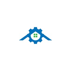 Combination of gear and property logo icon