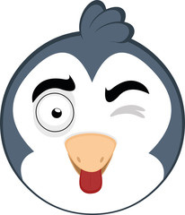 Vector illustration of the face of a penguin cartoon