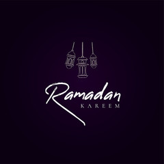 Ramadan Kareem Handwritten font Logo Template