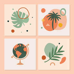 Set of Artistic Summer Vibes Cards in Vector for thank you card, invitation, social media, postcard, and more.