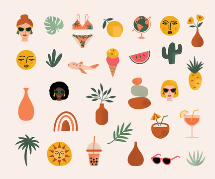 Summer Elements Illustration in Vector for stickers, labels, social media, and more.
 
