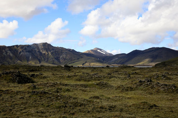 Landmannalaugar / Iceland - August 15, 2017: The mountains near Landmannalaugar park, Iceland, Europe