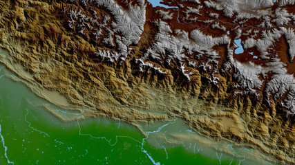 West, Nepal - outlined. Physical