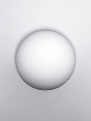 Gypsum sphere. A ball hanging in the air with the  light wall on the background