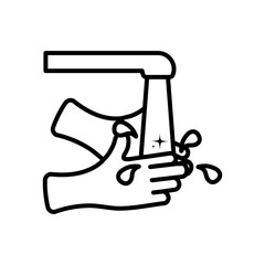 faucet and hand washing, line style