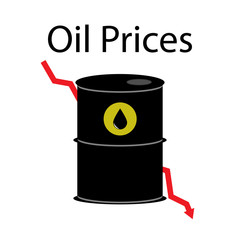 Oil prices fall icon. Fall oil prices. Coronavirus crisis.