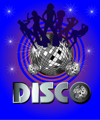 disco girls dance party print and embroidery graphic design vector art