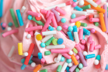 Handmade marshmallows with various decorative topping closeup