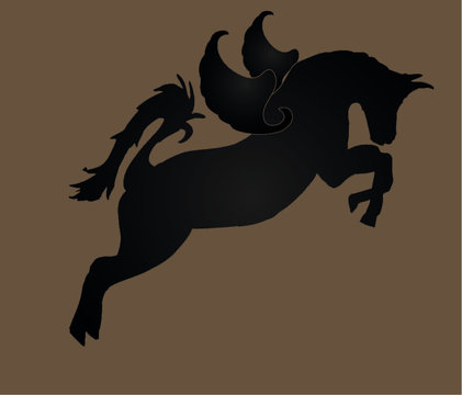 hand drawing horse print and embroidery graphic design vector art