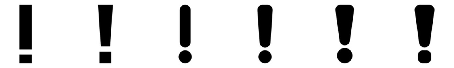 Exclamation Mark Icon Black | Attention Illustration | Warning Symbol | Caution Logo | Important Sign | Isolated | Variations