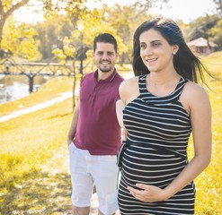 Couple in the park, Happy Couple, Pregnant mother in the Park