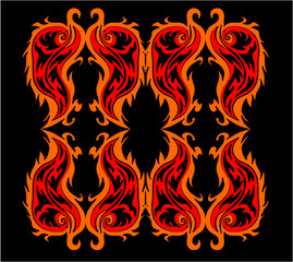 hand drawing tattoo tribal flame print and embroidery graphic design vector art