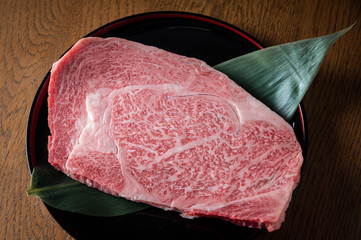 japanese marbled fatty wagyu ribeye beef - obrazy, fototapety, plakaty