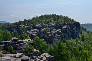 Fototapeta na wymiar View of the Tiské Rocks, Czechia