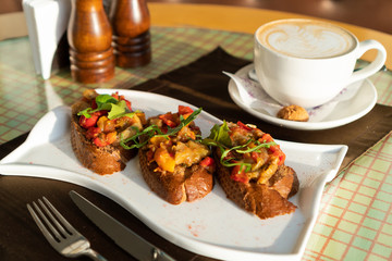 dark bread sandwich with vegetables
