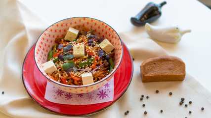 Asian glass noodles with tofu cheese