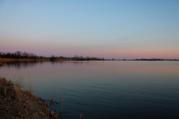Sunrise over the lake with awesome colors.