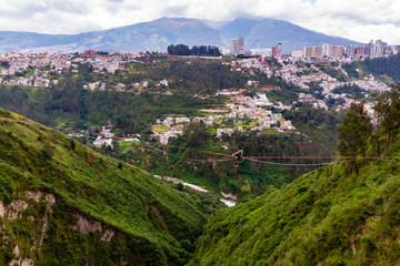 Fototapeta premium Man walking, for the first time, in a high line