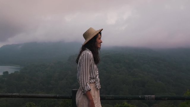 girl torist on the background of the jungle