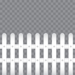 White wooden fence, isolated, vector illustration.