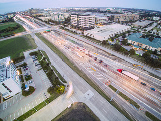 Plano Texas Aerial Photo Evening TX Rush Hour - obrazy, fototapety, plakaty