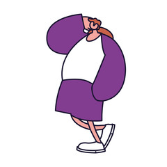 young man standing, line and fill style icon