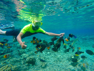 Bunaken Indonesia, June 03 2020: Indonesia's Bunaken Harbor is one of the most beautiful dive sites in the world