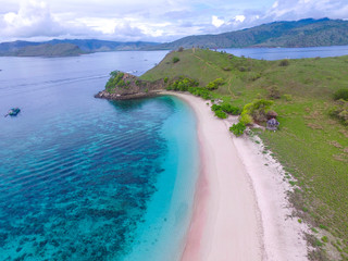 Aerial Pink Beach, Tropical Island