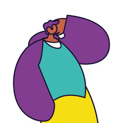 young man standing, line and fill style icon