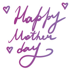 Happy mother day, lettering calligraphy illustration to design greeting cards or posters. Typographic composition. Vector eps handwritten brush trendy purple isolated text on white background.