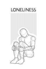 Design of loneliness man illustration