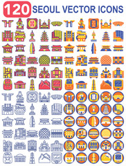 Seoul City vector icons. Seoul City Icons set.