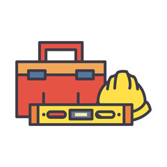 Isolated helmet and tox boxes fill style icon vector design