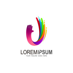 Letter U logo with design abstract, Colorful icons