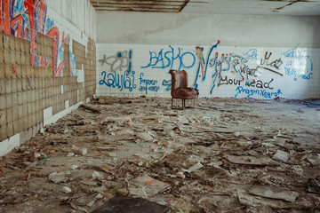 abandoned industrial mining environment in spain, sabero mining old camp