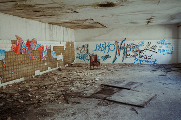 abandoned industrial mining environment in spain, sabero mining old camp