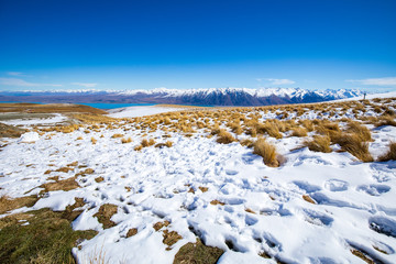 Snow Melts in Spring Over Tekapo's Roundhill Ski Area