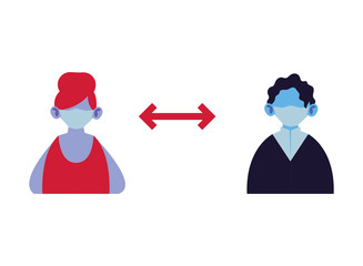 people keep social distance on white background