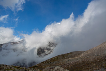 clouds in the mountains