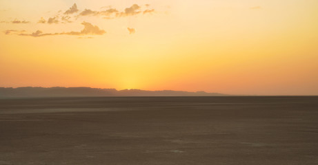 Landscape picture of Sahara  drying salt  lake