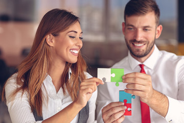 Young Business people working together on computer