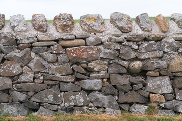 Close-up Face-on View of Traditional Dry Stone Wall