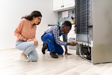 Repairman Repairing Refrigerator