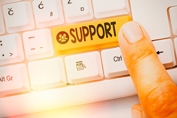 Word writing text Support. Business photo showcasing to agree with and give encouragement to...