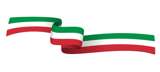 Italian ribbon flag on white background