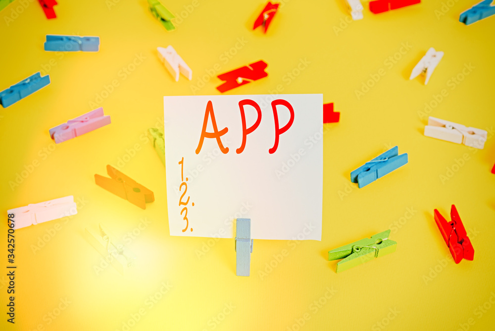 Poster word writing text app. business photo showcasing computer program download software by a user to a m