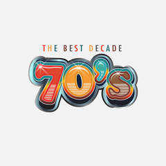 70s Logo Best Decade. Retroc Words and colors
